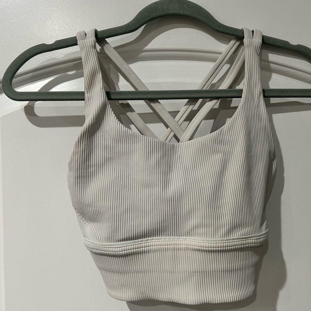 lululemon athletica Ribbed Sports Bra in Cream